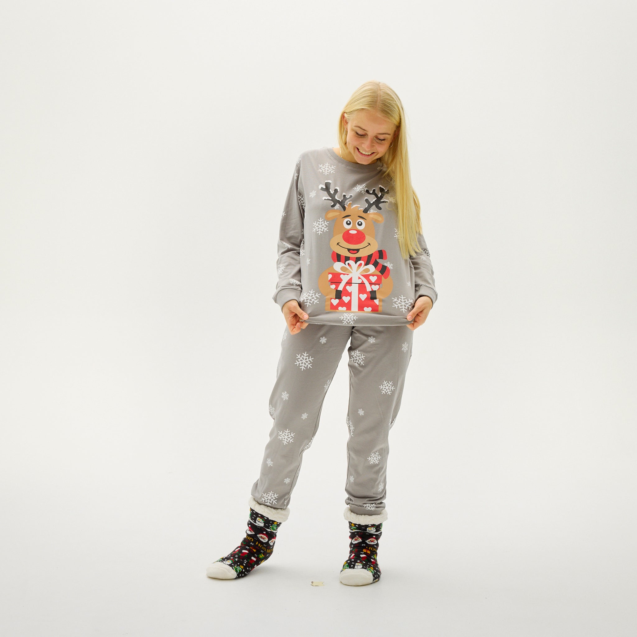 Rudolfs Cute Julpyjamas Grå - Dam.